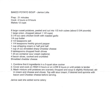 Baked Potato Soup-Janice Lidia