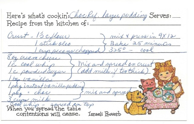 Chocolate Refrigerator Layer Pudding