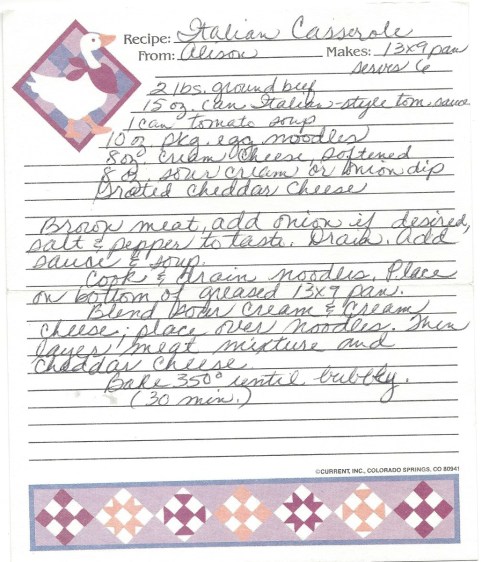 Italian Casserole-Alison