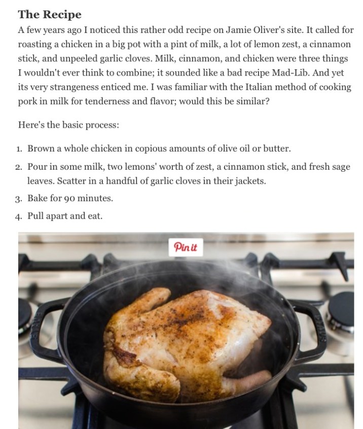 Milk Chicken Roasted