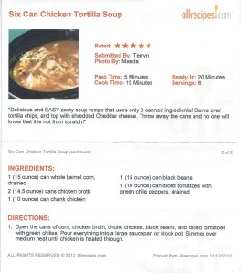 Six Can Chicken Tortilla Soup