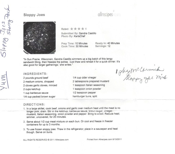 Sloppy Joes-Sherry Pack