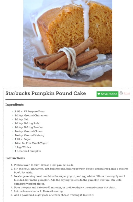 Starbucks Pumpkin Pound Cake