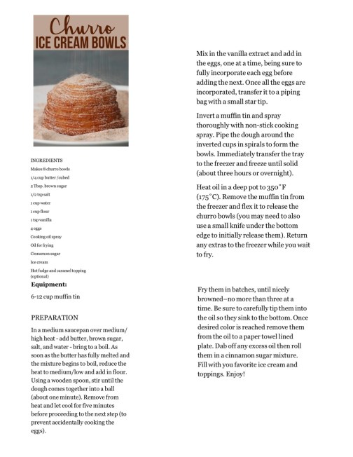 Churro ice cream bowls