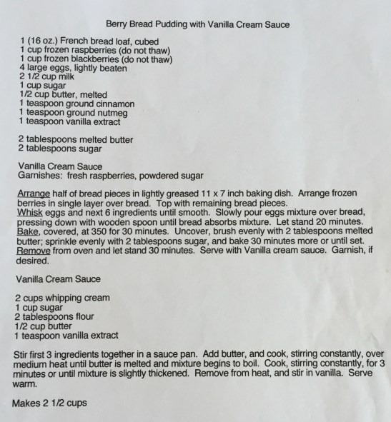 Berry Bread Pudding with Vanilla Cream Sauce