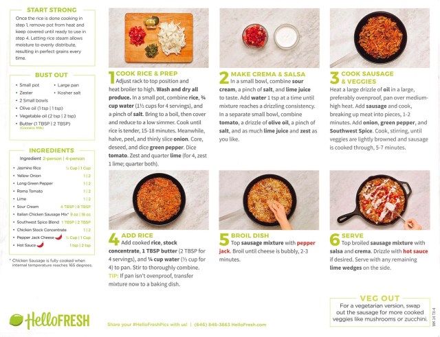 2SW Chicken Sausage &amp; Rice Skillet-Hello Fresh-Very, Very good